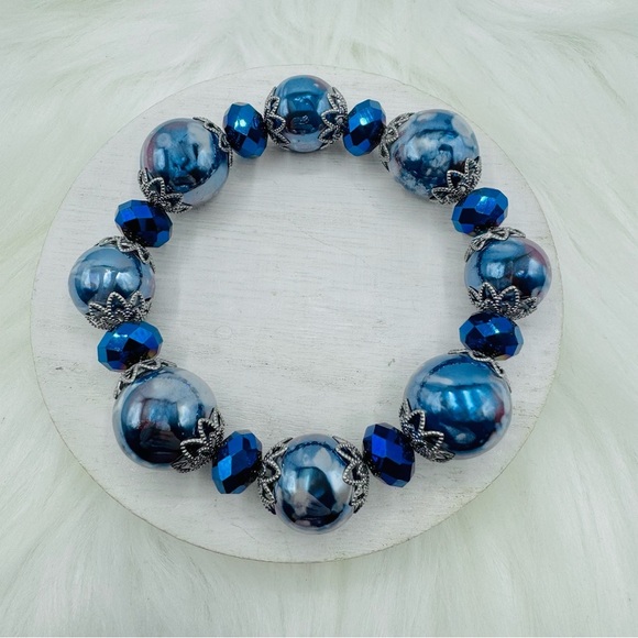 Large Statement Glass Beaded Bracelets Style A - Picture 4 of 5